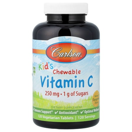 Carlson Kid's Chewable Vitamin C, Natural Tangerine, 250 mg, 120 Vegetarian Tablets