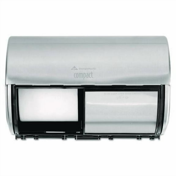 Compact Coreless Side-by-Side Double Roll Tissue Dispenser, 10.13 x 6.75 x 7.13, Stainless Steel | Bundle of 2