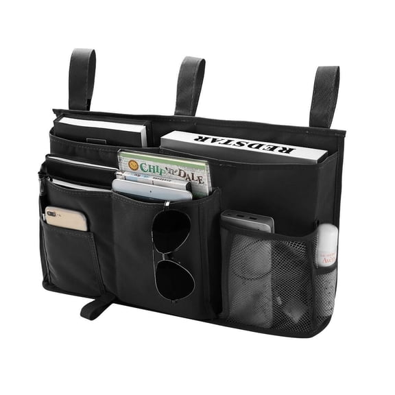 Gogcaro Bedside Caddy Bunk Bed Organizer Bedside Storage Organizer Hanging Bed Organizer Storage Bag Pocket for Bunk, Hospital Beds, College Dorm Rooms, Baby Bed Rails, Camp 8 Pockets (Black)