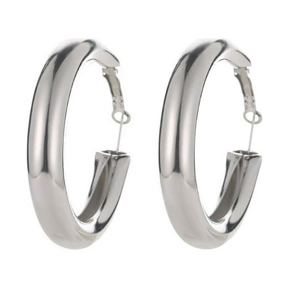 FcBaudy Earrings for Women, Gifts for Women Punk 50mm Thick Tube Big Gold Alloy Round Hoop Earrings earring
