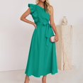 thumbnail image 2 of Ruyang Ladies Wrap Long Dress Ladies Summer New Long Dress 2024 New Slanted Shoulder Wooden Ear Edge Belt Dress Bridesmaid Dress, 2 of 5