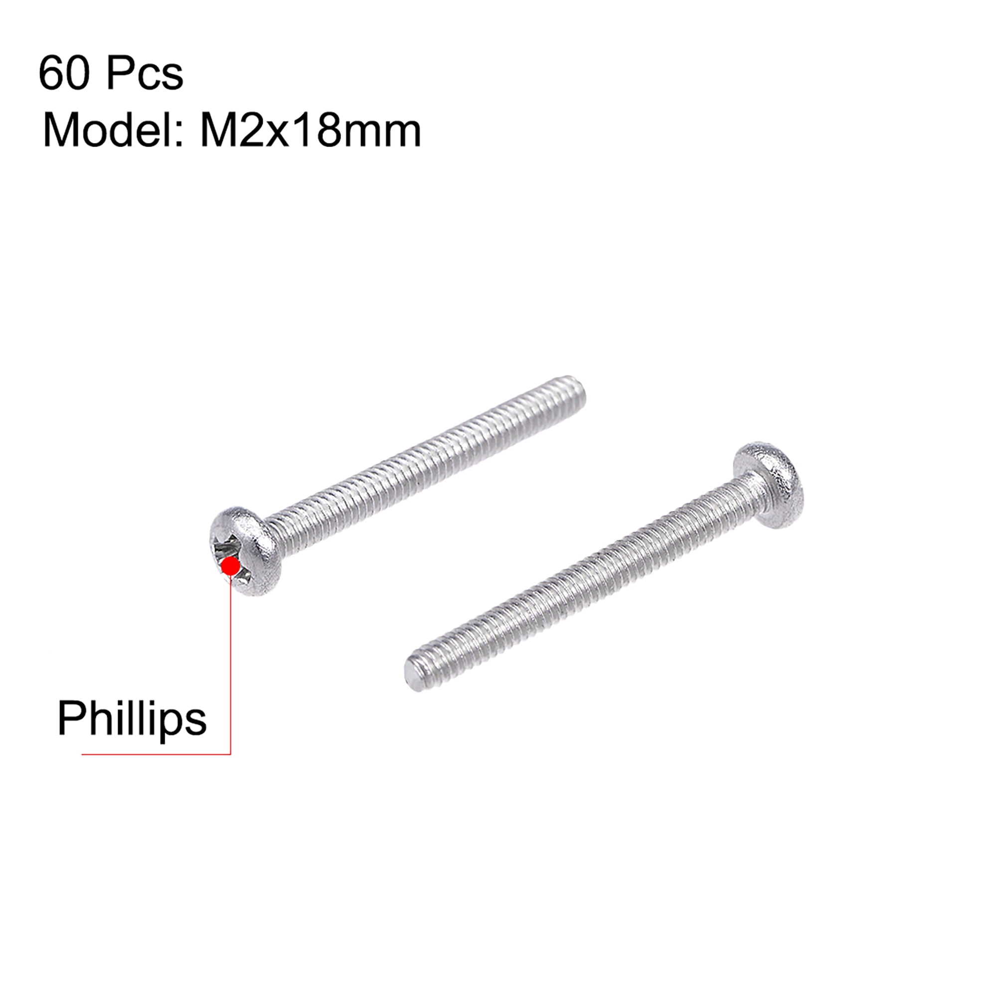 Yinpecly 100-Pack 304 Stainless Steel M2 X 10mm Phillips Pan Head Machine Screws – Cross Drive Fasteners, Silver Gray