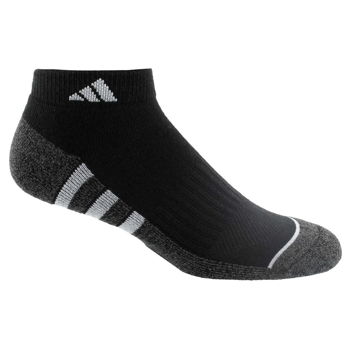 Adidas 6 Pairs Men's Low Cut Socks 6 Pack for Shoe Size 6-12 Black, Black, 6-12