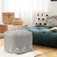 thumbnail image 2 of LR Home Modern Tufted Geometric Peaks Pouf, Gray/White, 16" x 16" x 16", 2 of 4