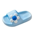 thumbnail image 4 of Toddler Slippers, Baby Girls Flower Shoes, Kids Soft Open Toe Slide Sandals Non Slip Outdoor Beach Pool Shower Slides Lightweight Flat Shoes Blue 12-13T, 4 of 4