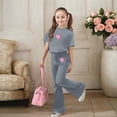 thumbnail image 2 of RTKFRFLM Girls 2-Piece Flare Leg Pants Set Trendy Summer Casual Outfits Short Sleeve Top and Bell Bottom Trousers Stylish Clothes for Big Girls and Ages 7-13 Years, 2 of 5