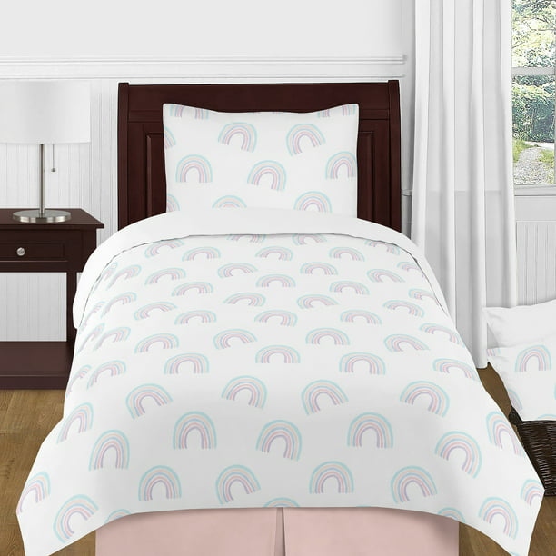 Sweet Jojo Designs Pastel Rainbow Girl, Pink And Turquoise Twin Bedding