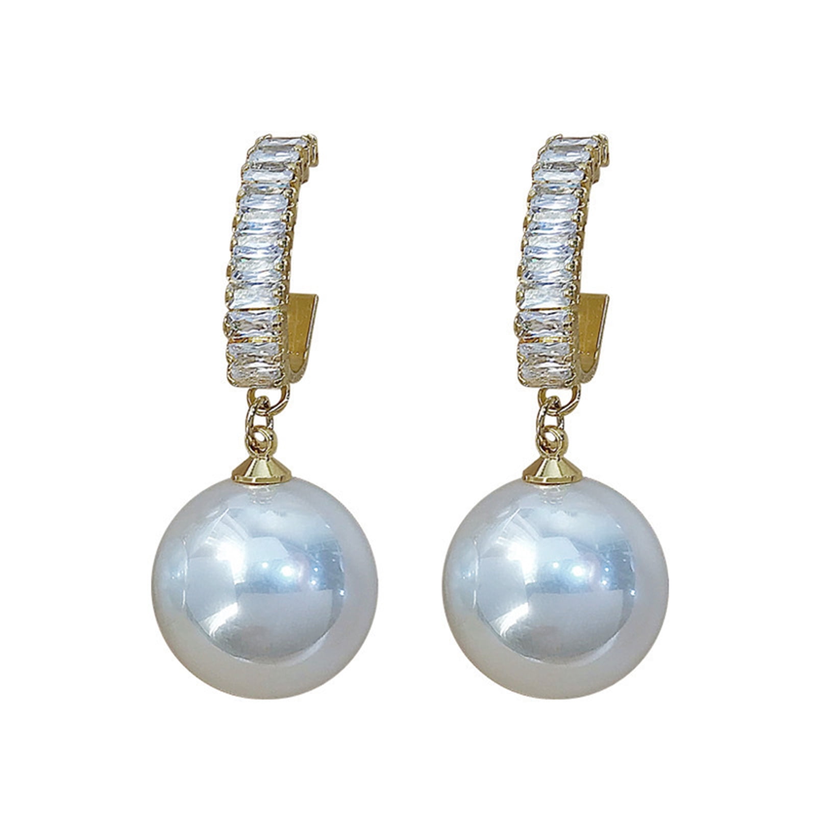 Details about   14-15mm White Flat Baroque Pearl Earring 18k Hook Natural Flawless Women