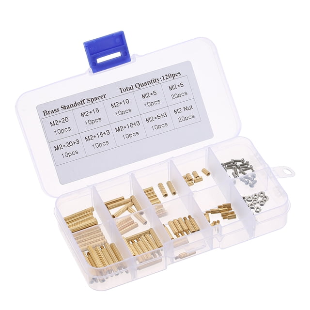 Spacing /M2 Screw Cylindrical Brass Threaded Pillar PCB Hex Standoff Spacer Male to Female DIY Set Stainless Steel Nut Assortment Mounting Hardware Kit