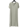 thumbnail image 2 of Bovxnpu Nightgowns for Women Short Sleeve Sleepshirt Loungewear Cotton V-Neck Short Sleeve Long Nightgown Home Wear Sleepwear, 2 of 7
