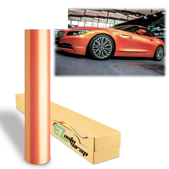 Premium Gloss Metallic Coral Orange Sticker Decal Vinyl Wrap Air Release Bubble