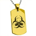 thumbnail image 1 of Stainless Steel Biohazard Skull Engraved Dog Tag Pendant Necklace, 1 of 1