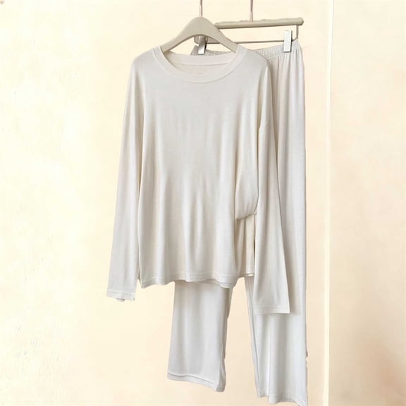 Fewfanhot Women's Premium Winter Sleepwear Set - Flannel Long Sleeve Pajama Ensemble with Coordinated Top and Bottom for Seasonal Comfort