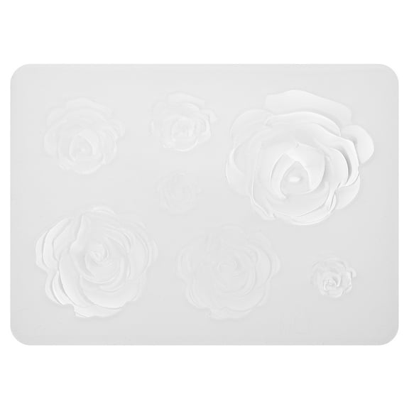Polymer Clay Mold, Clay Mold Fondant Mold 7 Roses Flower Mold Silicone for Crafts Air Dry DIY Cake, Transparent