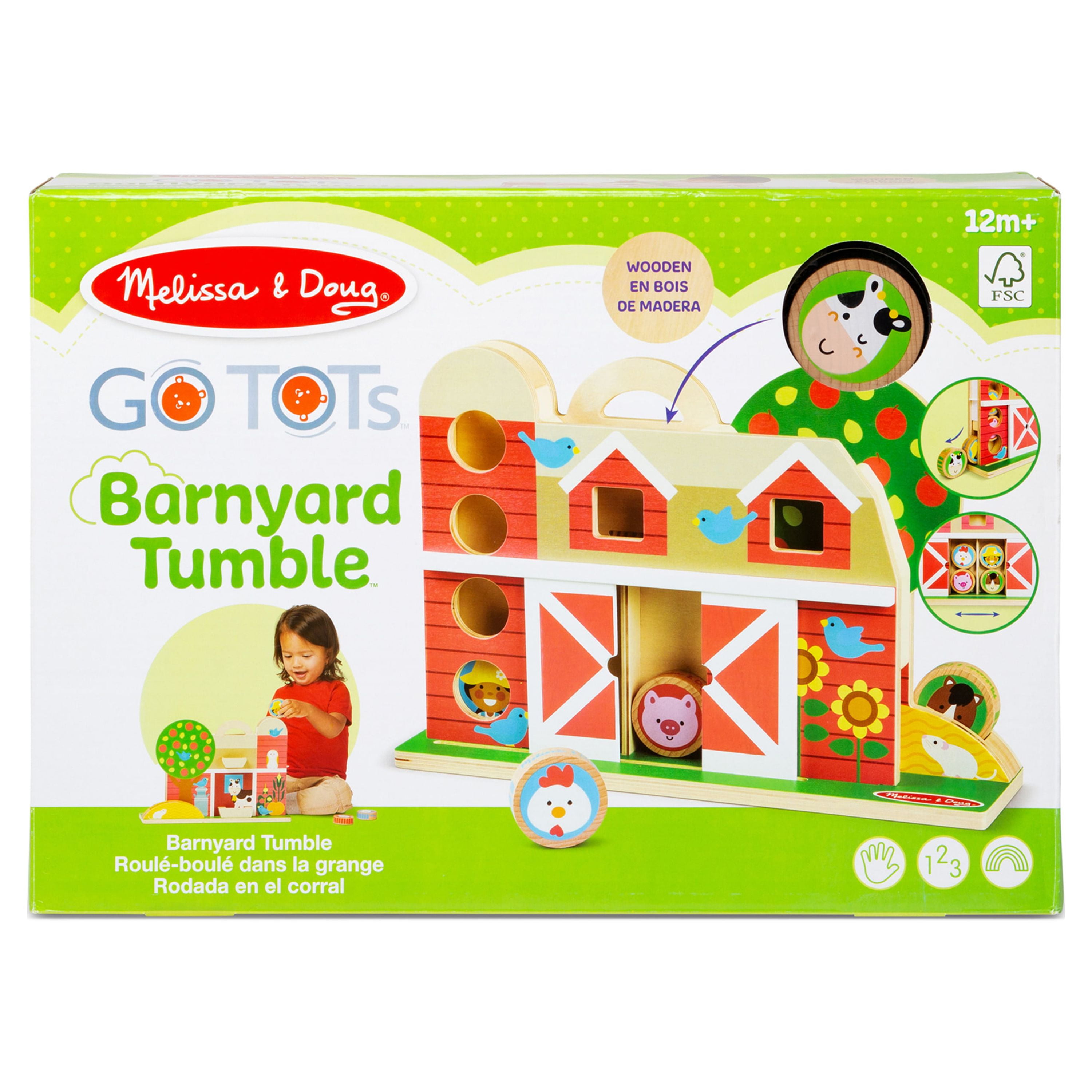 Melissa & Doug GO Tots Wooden Barnyard Tumble with 4 Disks - FSC Certified