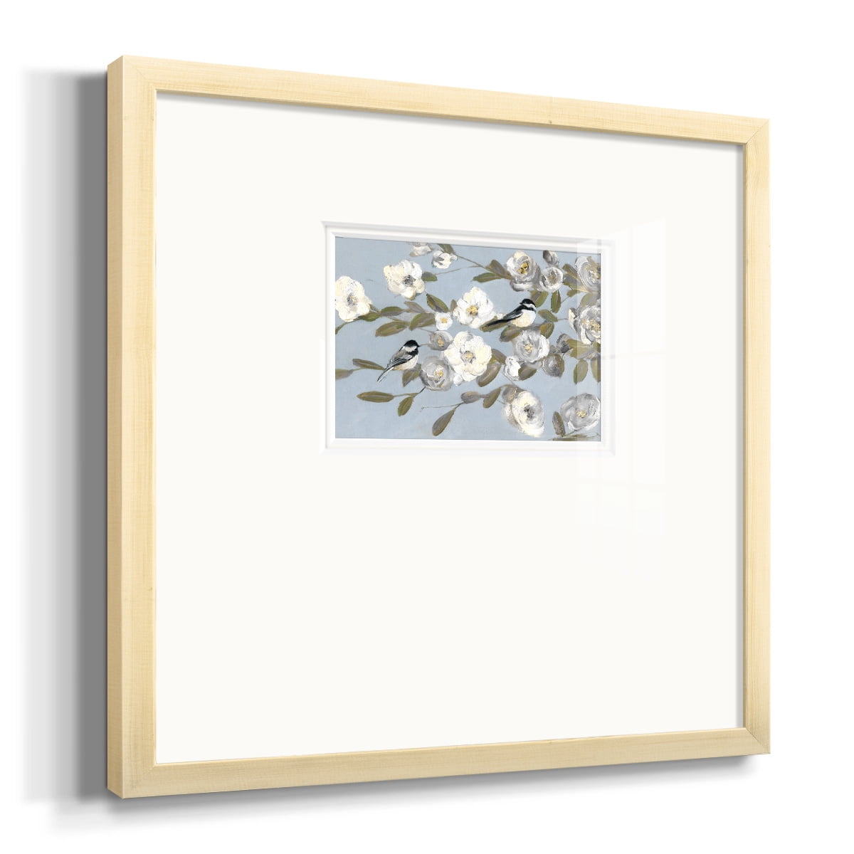 Chickadees and Blossoms IPremium Framed Print