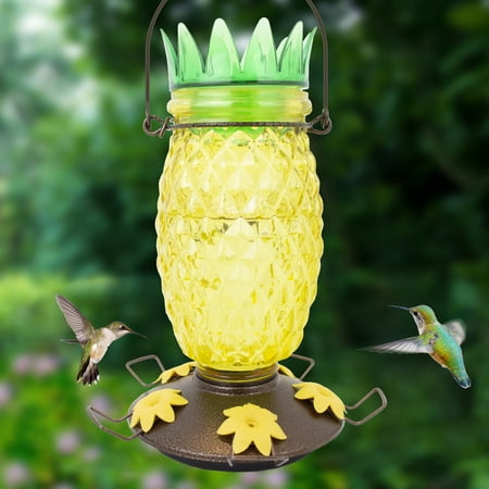 Perky-Pet Pineapple Top-Fill Glass Hummingbird Feeder – 28 oz