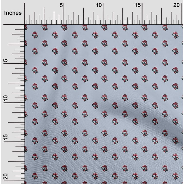oneOone Viscose Chiffon Fabric Leaves & Floral Block Printed Fabric 1 Yard 42 Inch Wide
