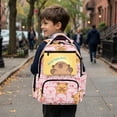 thumbnail image 4 of Aplkyhs Backpack for Students Age 6-18 Cool School Bookbag Water Resistant Durable Lightweight Backpack for School Travel Pink Capybara, 4 of 7