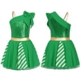 thumbnail image 5 of Aislor Christmas Party Dance Girls Candy Cane Costume Sleeveless One Shoulder Bowknot Tutu Dress Green 16, 5 of 7