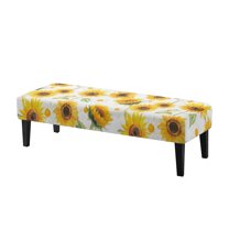 Whosucclay Sunflower Daisy Print Stretch Dining Bench Cover Universal Bench Slipcover Water Resistant Bench Seat Cushion Slipcovers Anti-Slip Bench Seat Protector for Hotel, Party