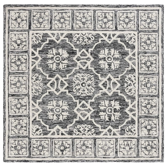 SAFAVIEH Metro Donella Medallion Area Rug, Black/Ivory, 6' x 6' Square