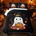 thumbnail image 2 of Erosebridal Kawaii Spooky Animal Quilt King, Happy Halloween King Coverlet Set for Boys Girls, White Orange Red, 3pcs 1 Bedspread and 2 Pillowcases, 2 of 7