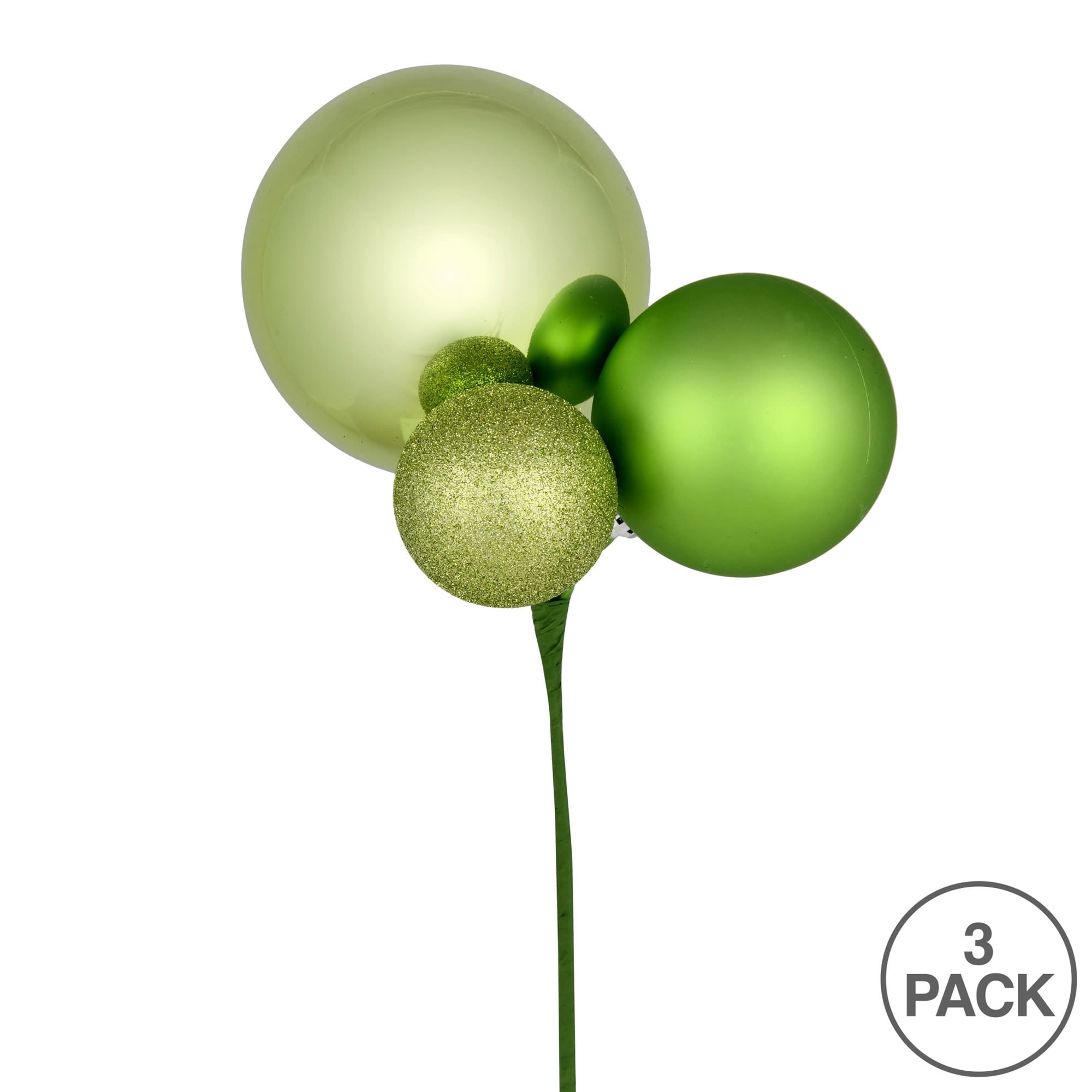 Vickerman 18" Celadon Ball Ornament Christmas Pick, Set of 3