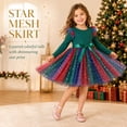 thumbnail image 5 of Gaexia Girls Christmas Dresses Gradient Star Mesh Dress Long Sleeve Party Formal Outfit Ages 1-7 Toddler Kids Winter Holiday Celebration Wear, 5 of 7