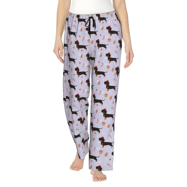 Balery Dachshund Dog Pantalones de pijama para mujer, pijamas ultraligeros, pantalones de estar por casa-Medium