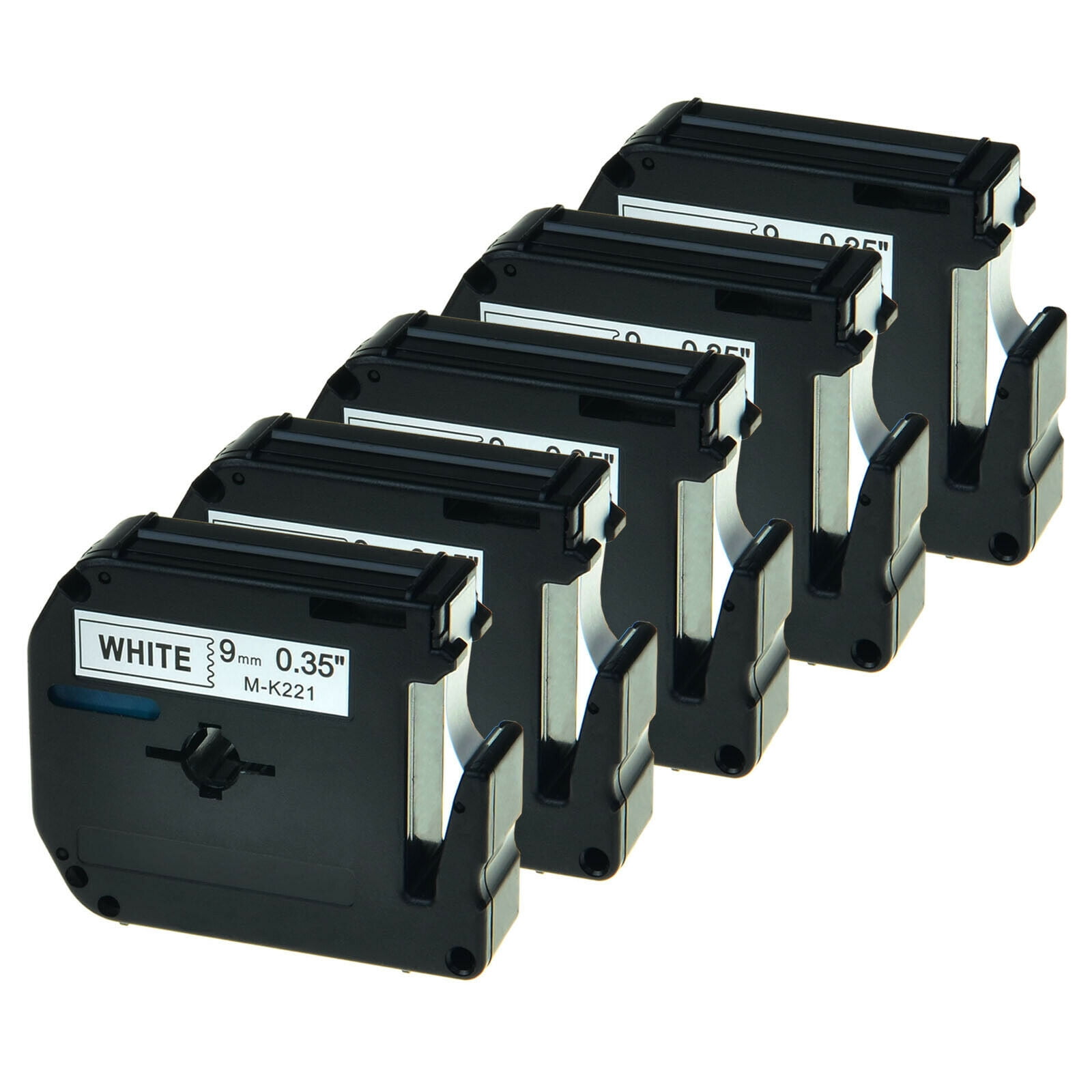 GREENCYCLE 5PK 9mm 8m Black on White MK221 M221 M-K221 Label Tape Compatible for Brother P-touch PT-100 PT-110 PT-65 PT-70 PT-80 PT-88 PT-90 Label Maker