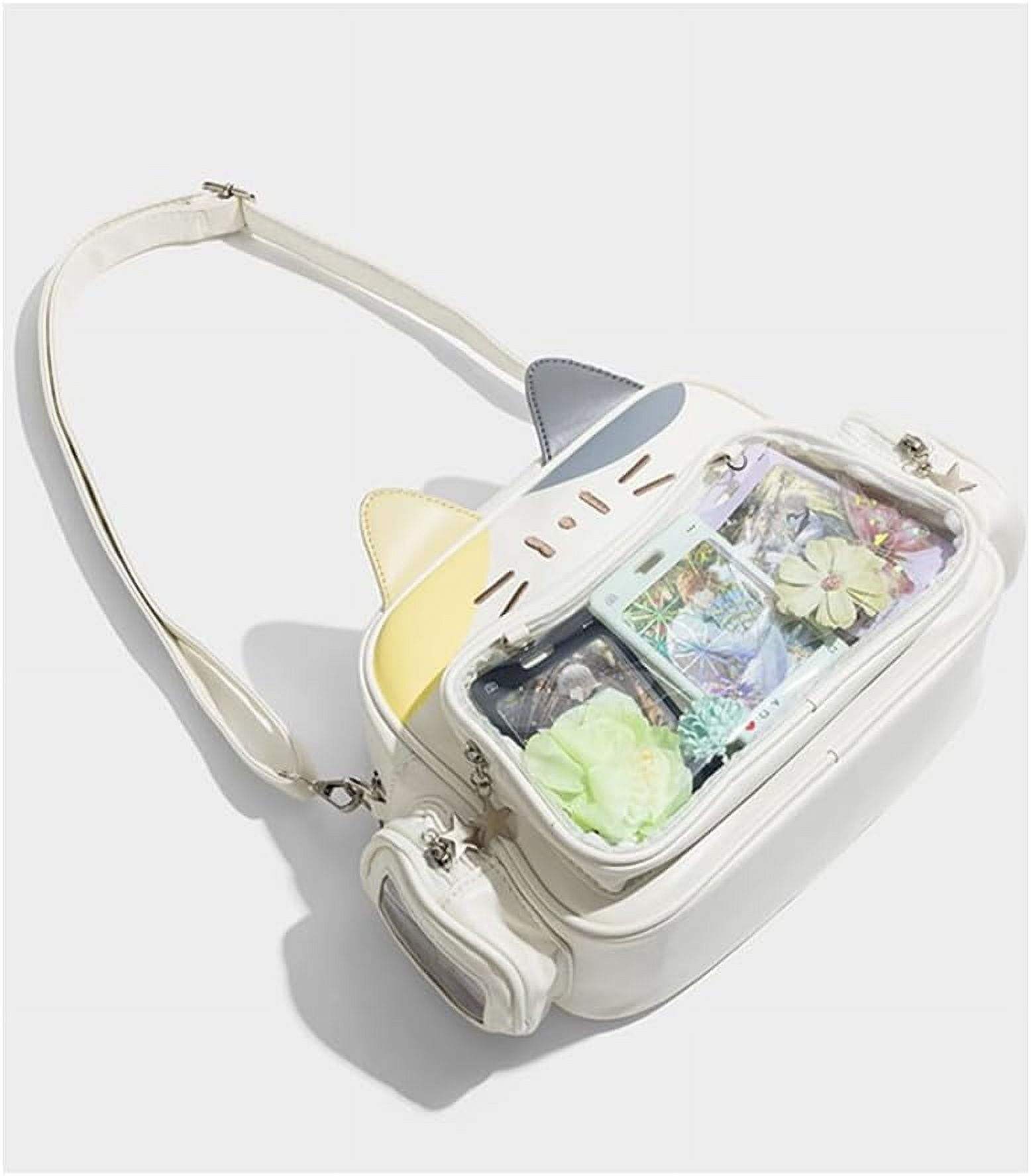 LHYY Japanese Kawaii Bag Cat Ita Bag Cute Bags Pin Display Backpack Crossbody Purse for Women Y2K Shoulder Bag (Brown)