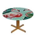 thumbnail image 3 of BANET  Pink Flamingo Table Cloth Tropical Flowers Palm Tree Leaves Birds Pineapple Exotic Round Tablecloth  for Dining Room, Party, Banquet 38"-42, 3 of 8