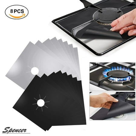 22ga Welded Black Stove (Spencer 8 Pack Gas Range Protectors Reusable Non-stick Stove top Burner Cover Liners Easy Clean Dishwasher Safe for Kitchen)