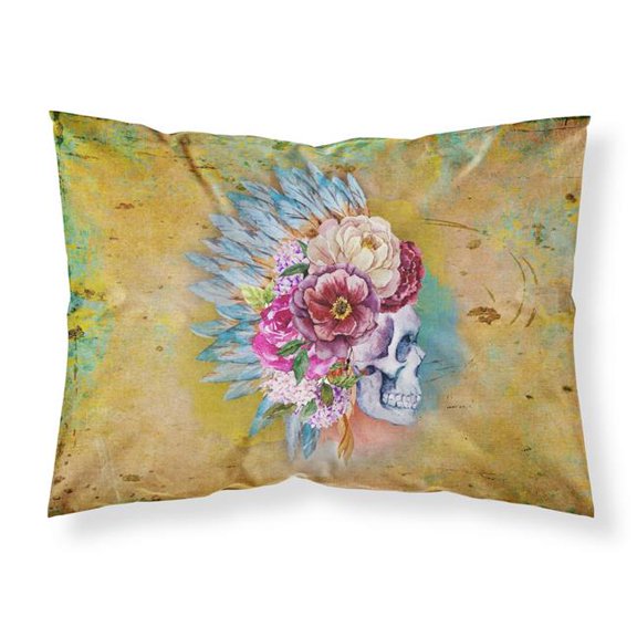 Day of the Dead Flowers Skull Fabric Standard Pillowcase