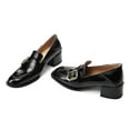 thumbnail image 3 of YDN Women Square Toe Strap Buckle Loafers Slip On Block Low Heel Pumps Retro Daily Wear Shoes Size 12 Black, 3 of 4
