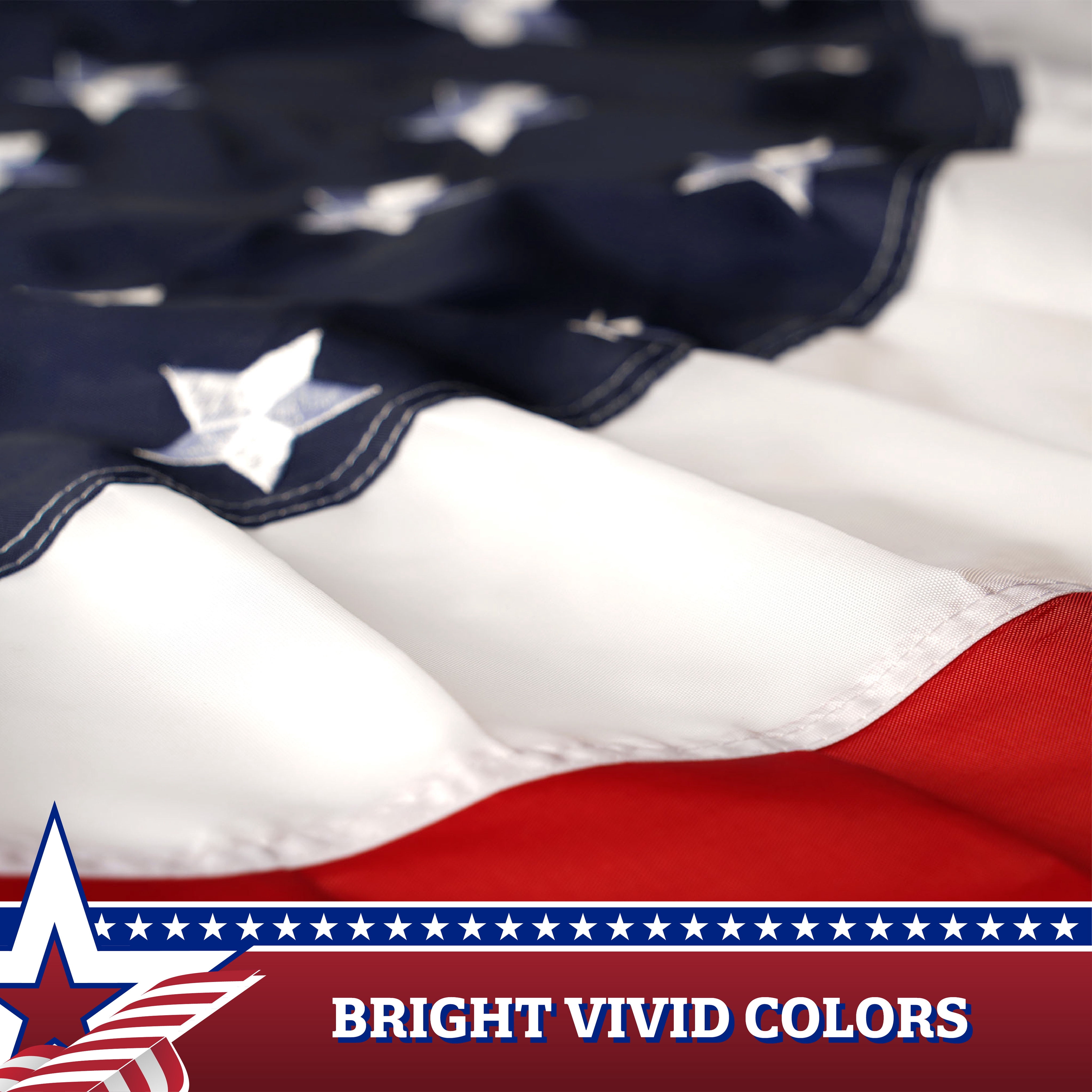 G128 - 2 Pack: USA Pleated Fan Flag 2x4FT Star Center Embroidered Polyester Stars and Stripes