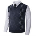 thumbnail image 5 of gbyLJF Men's Sweater Casual V Neck Sleeveless Sweater Slim Fit Knitted Pullover Diamond-shaped Texture Sweaters, 5 of 6