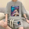 thumbnail image 3 of Traje de verano estilo gofre para hombre, camiseta de manga corta, estilo Hong Kong, ropa de calle coreana, pantalones cortos informales, conjunto de dos piezas, 3 of 5