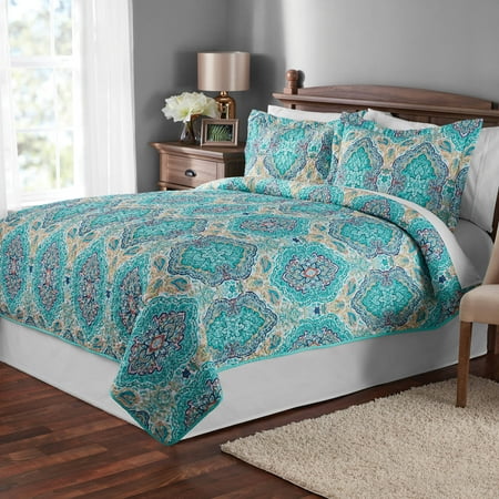 Mainstays Multicolor Paisley Quilt & Sham (Best Size Quilt For Queen Bed)