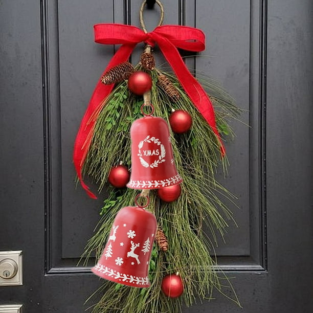 Adornos navideños, adornos navideños, regalos navideños, campanas navideñas, campanas nórdicas, campanas flocadas, adornos navideños, adornos para ventanas, adornos colgantes, campana de hierro