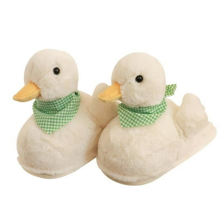 

Duck Plush Cotton Slippers Household Shoes Antiskid Indoor Home Slippers（9-10）