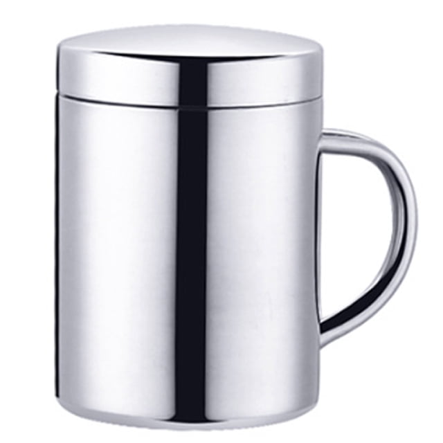 Taza de café de acero inoxidable con tapa y asa, tazas de café de viaje para acampar de doble pared resistentes e inastillables