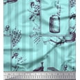 thumbnail image 1 of Soimoi Green Poly Georgette Fabric Mortar And Pestle,Lavender & Stripe Printed Fabric 1 Yard 52 Inch Wide, 1 of 1