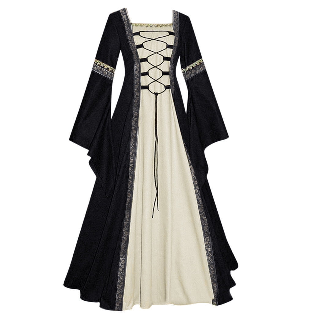 Halloween Cosplay Costumes Women Medieval Renaissance Fancy Maxi Princess Dress 