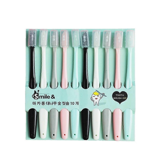 Juego de 10 cepillos de dientes para adultos, cepillos de dientes suaves, estuche de viaje, limpieza profunda para el cuidado bucal.