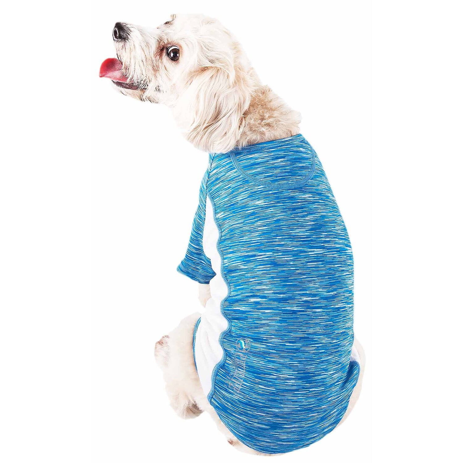 Pet Life ® Active 'Warf Speed' Heathered Ultra-Stretch Yoga Fitness Dog T-Shirt