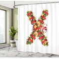 thumbnail image 5 of Ambesonne Christmas Alphabet Shower Curtain, X Letter Sketch, 69"Wx70"L, Pearl and Olive Green, 5 of 5