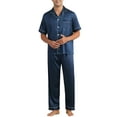 thumbnail image 2 of INSPIRE CHIC Satin Pajamas Set for Men's 2 Pieces Sleepwear Sleepshirt Sleep Pants Casual Loungwear, 2 of 6