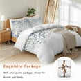thumbnail image 7 of Blue Green Bedding Duvet Cover Set Queen Size 4 Pieces Flowers Eucalyptus Leaves Farmhouse Botanical Bedding Set with Zipper Closure, 1 Comforter Cover 90x92 Inches 1 Flat Sheet & 2 Pillow Cases, 7 of 7